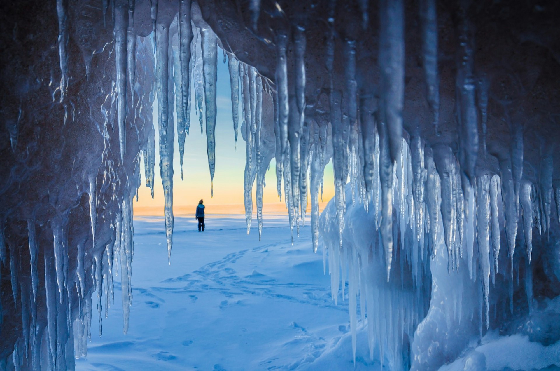 Icicles in an ice cave Winter adventure comes in all shapes and sizes in Michigan's Upper Peninsula